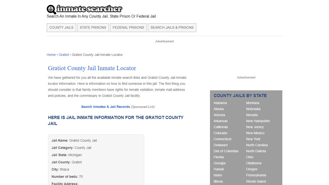 Gratiot County Jail Inmate Locator - Inmate Searcher